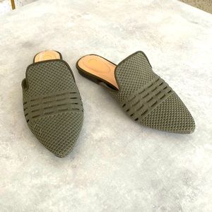 Comfort Olive Green cloth slip on loafers. Size 6